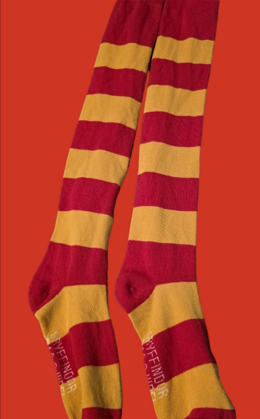 4/$25 DEAL! Funky Red and Gold Striped Knee-High Socks